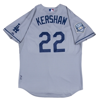 2008 Clayton Kershaw Game Used Los Angeles Dodgers Road Jersey With 50th Anniversary Patch (Dodgers-Steiner LOA & MLB Authentication)